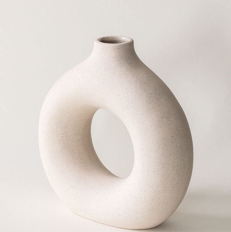 Ceramic Donut Vase, Modern Home Decor Vase, Round Hollow Flower Vase, Minimalist Vases India, Nordic Style Ceramic Vase, Aesthetic Donut Vase
