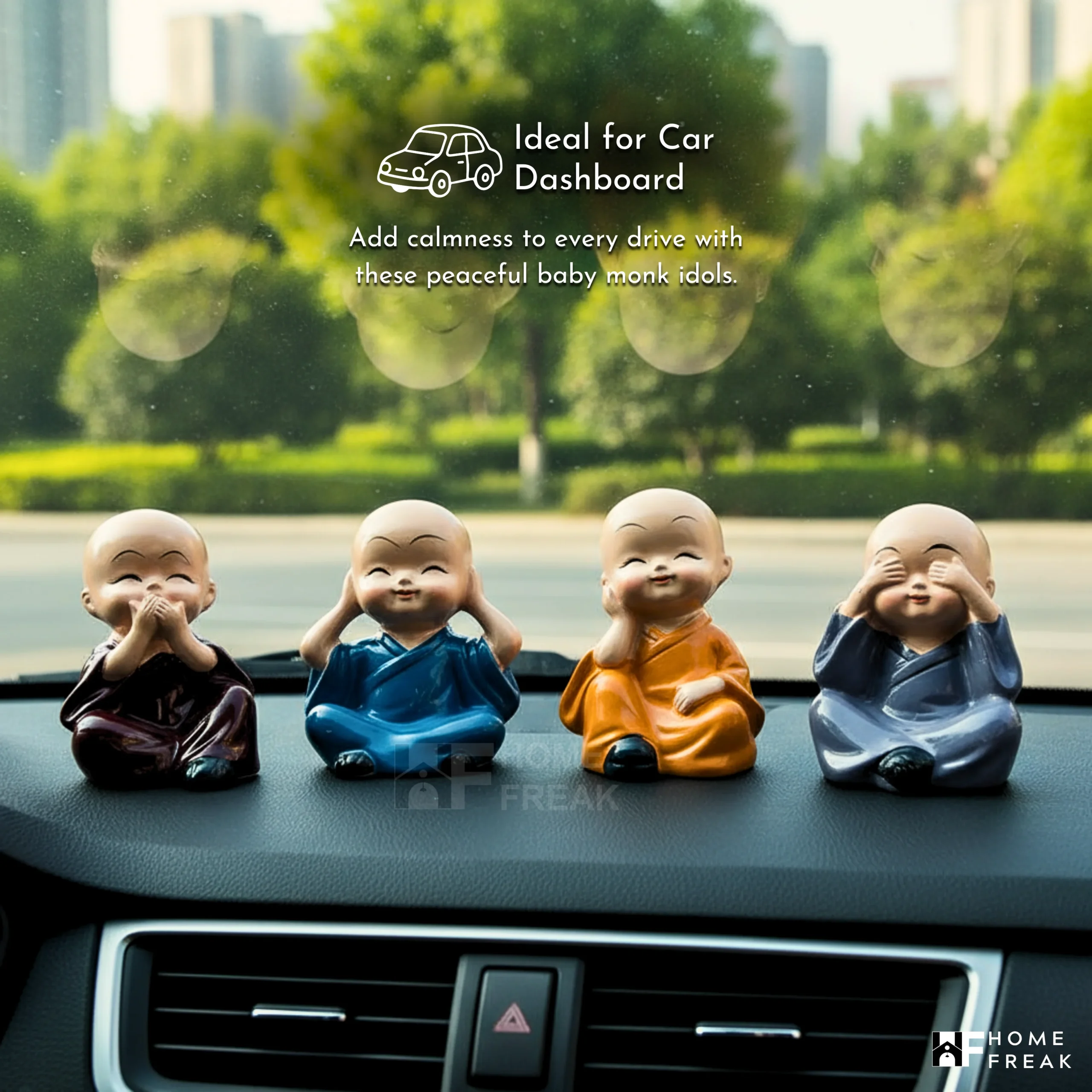 Premium Cute Baby Monk Idol Set of 4 for Home, Office & Car Decor by HOME FREAK - Image 5