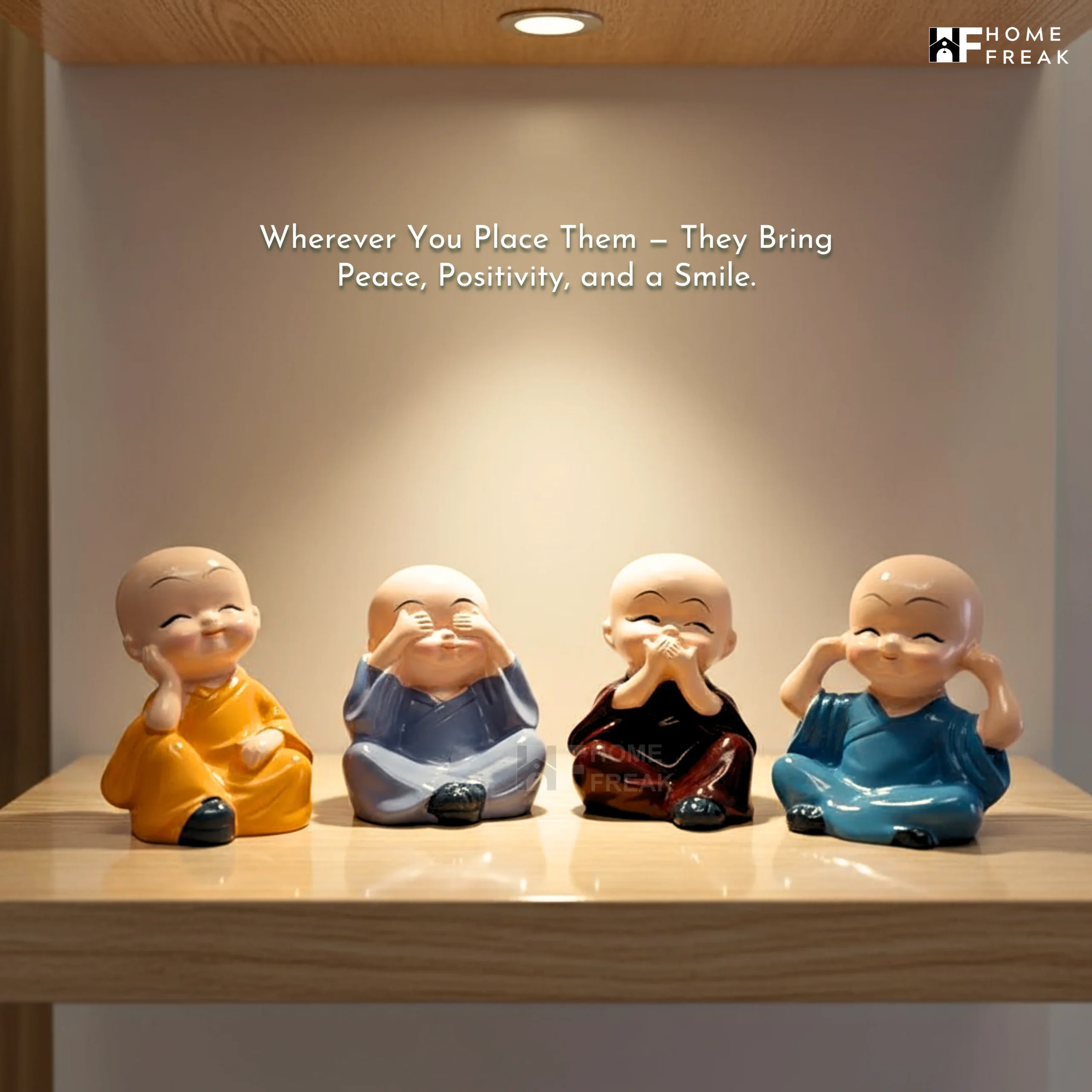 Premium Cute Baby Monk Idol Set of 4 for Home, Office & Car Decor by HOME FREAK - Image 7