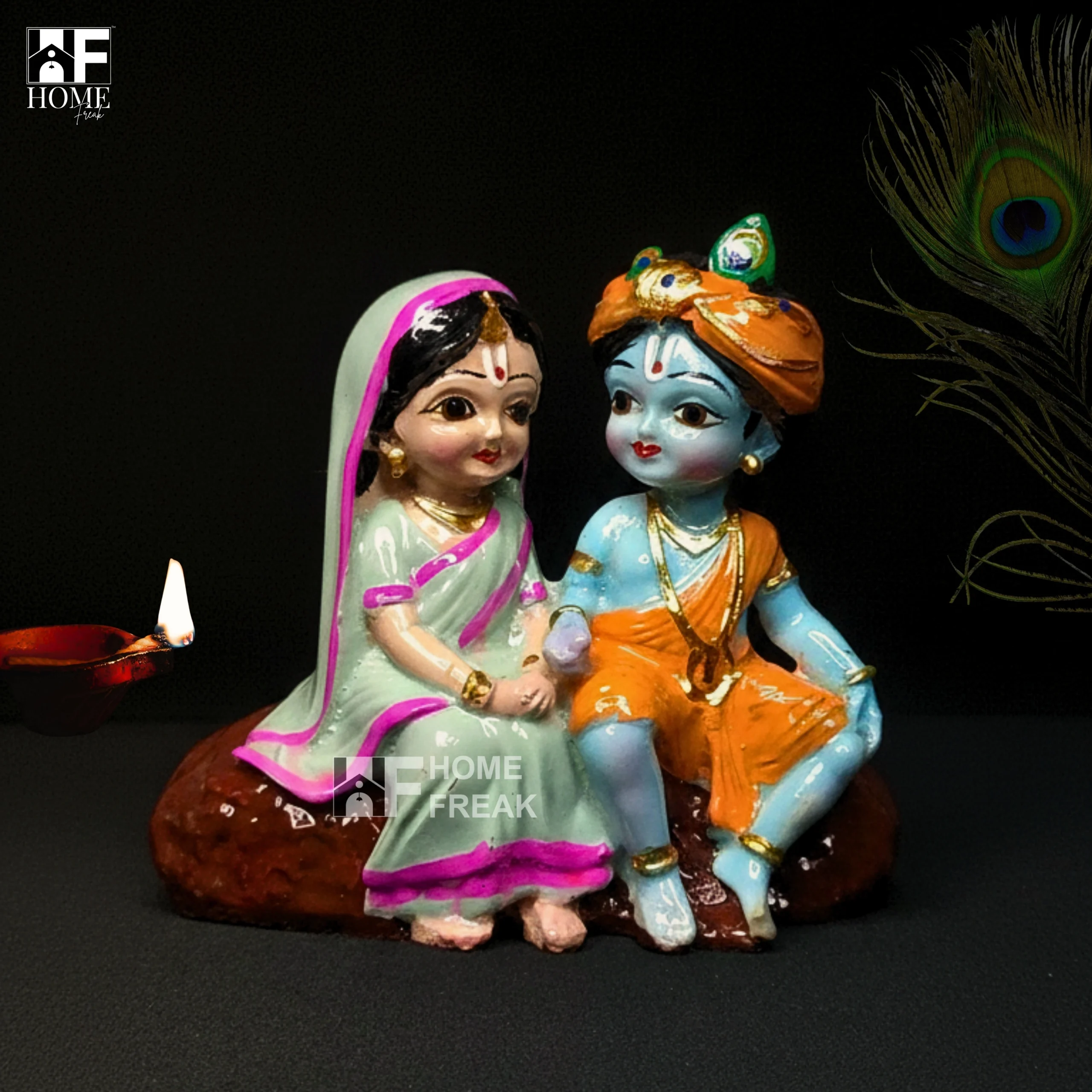 radha krishna idol, car dashboard god idol